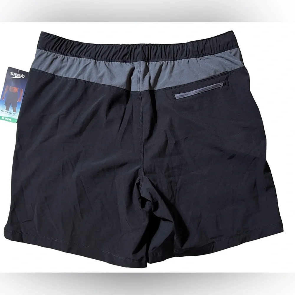 Speedo Tech Volley black Swim Trunks men’s XL 36-38 4-Way Stretch‎ Comfort Liner